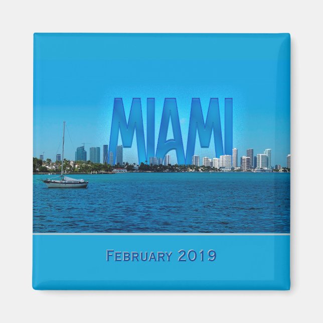 Miami Skyline (customisable) Magnet (Front)