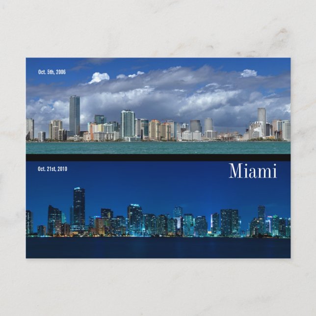 Miami Skyline in 2006 and 2010 Postcard (Front)
