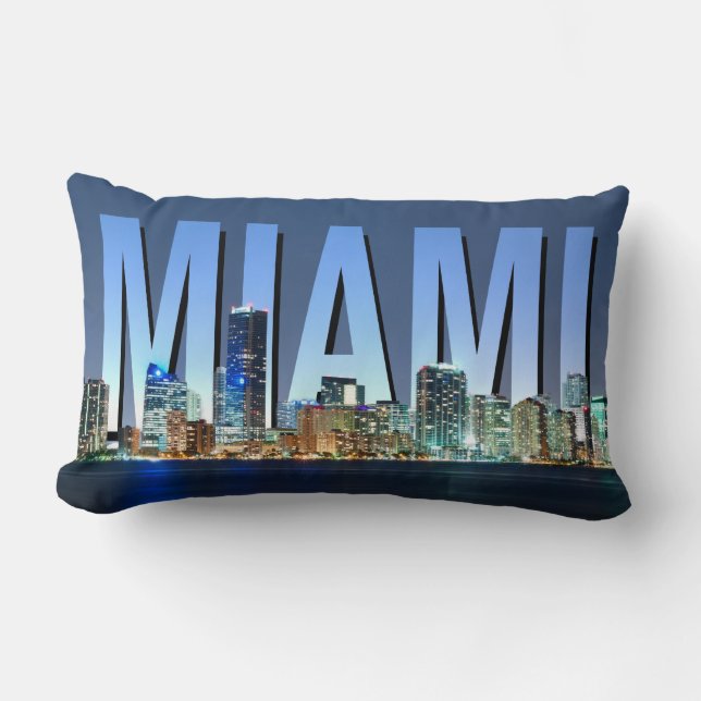 Miami Skyline Panorama Lumbar Cushion (Front)