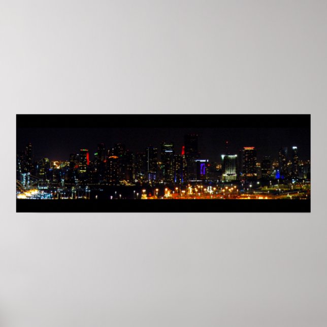 ~Miami Skyline~ PANORAMA POSTER, CUSTOMIZE IT! Poster (Front)