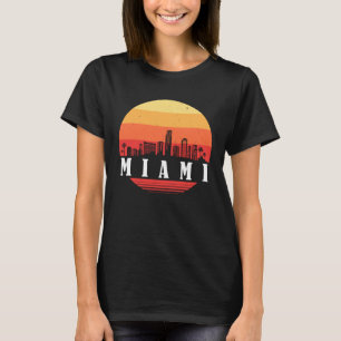 Miami Skyline Sunset in Retro Vintage Style T-Shirt