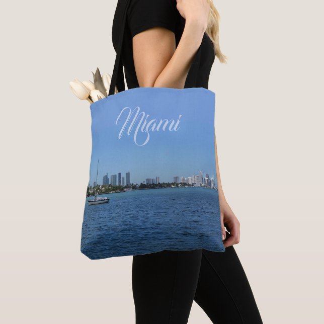Miami Skyline (w/out customisable text) Tote Bag (Close Up)