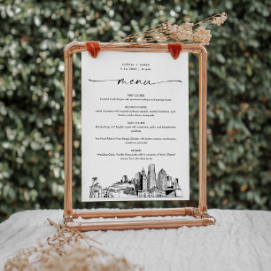 Miami Skyline Wedding Dinner Menu Card 5x7