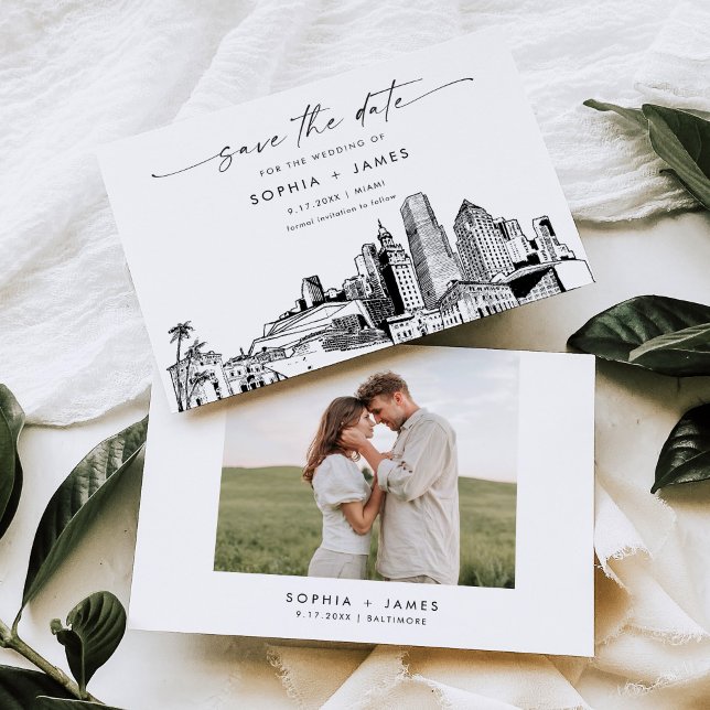 Miami Skyline Wedding Save the Date Card (Creator Uploaded)