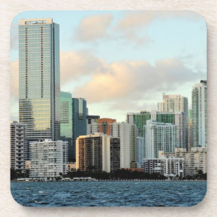 Miami skyscrapers against wide clear sky coaster