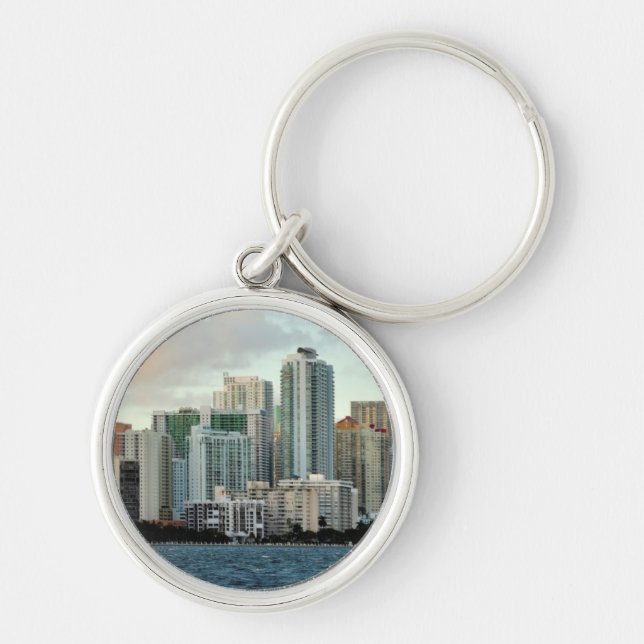 Miami skyscrapers against wide clear sky key ring (Front)