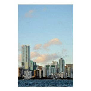 Miami skyscrapers against wide clear sky poster