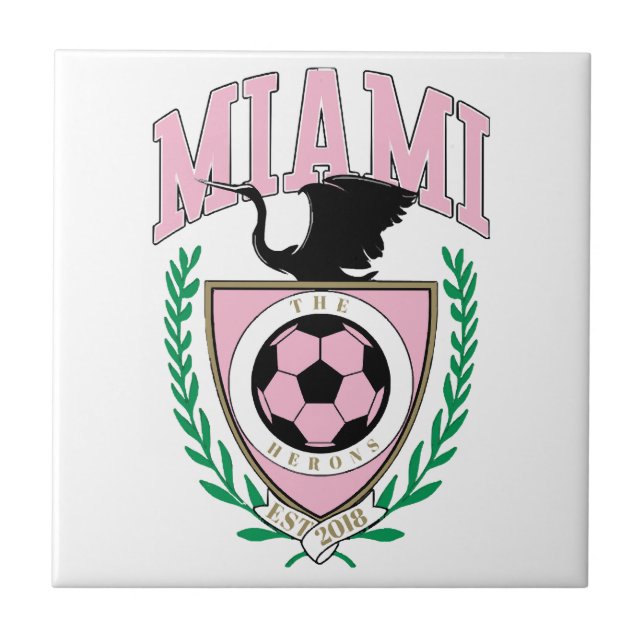 Miami Soccer Varsity Style  Ceramic Tile (Front)