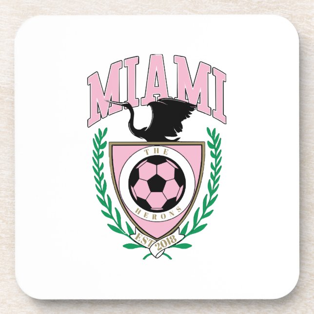 Miami Soccer Varsity Style  Coaster (Front)