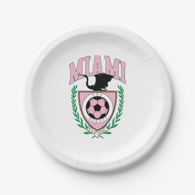 Miami Soccer Varsity Style  Paper Plate (Front)