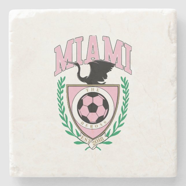 Miami Soccer Varsity Style  Stone Coaster (Front)