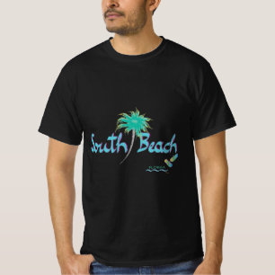 Miami, South Beach Florida Tropical Cool Black T-Shirt