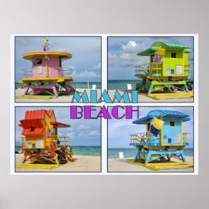 Miami South Beach Lifeguard Towers  Poster