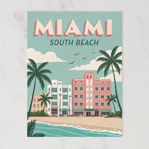 Miami South Beach: Vintage Coastal Charm Postcard