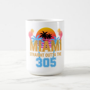 Miami Straight Outta The 305 Vintage Sunset Neon  Coffee Mug