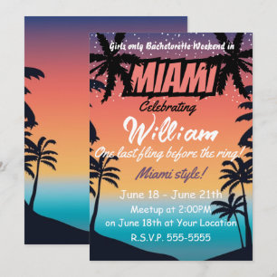 Miami Summer Girls Weekend Bachelorette Party Invitation