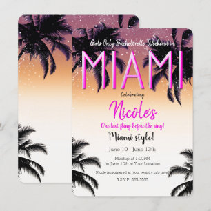 Miami Summer Girls Weekend Bachelorette Party Invitation