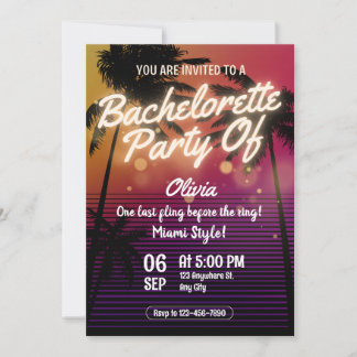 Miami Summer Girls Weekend Bachelorette Party Invitation