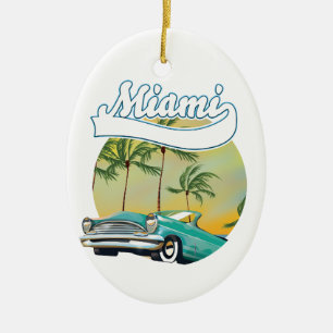 Miami Sunset logo Ceramic Ornament