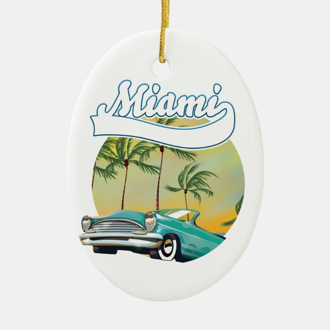 Miami Sunset logo Ceramic Ornament (Front)