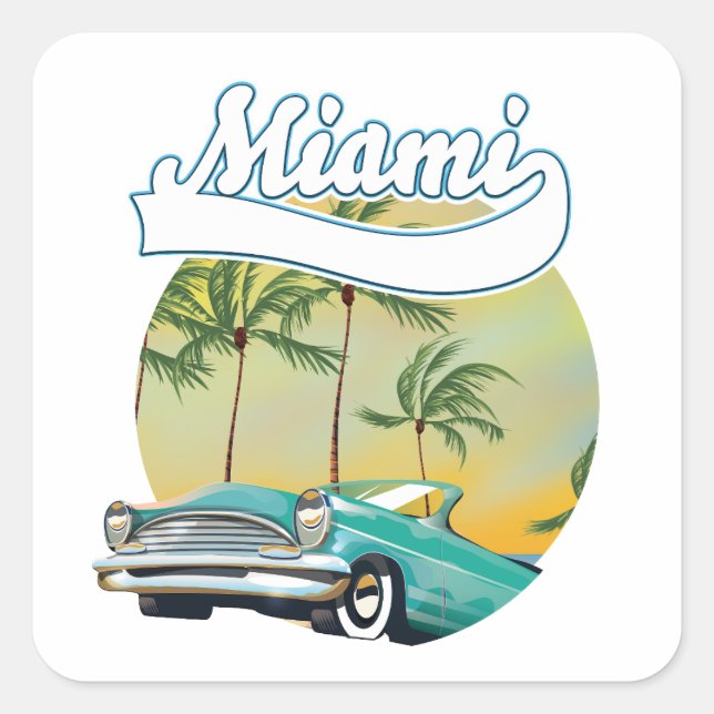Miami Sunset logo Square Sticker (Front)