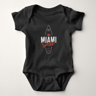 Miami Surf – Vintage Beach Sunset Surfboard Design Baby Bodysuit