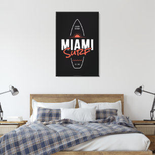 Miami Surf – Vintage Beach Sunset Surfboard Design Canvas Print
