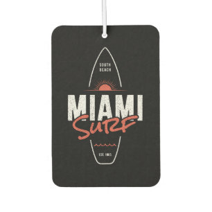 Miami Surf – Vintage Beach Sunset Surfboard Design Car Air Freshener