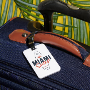 Miami Surf – Vintage Beach Sunset Surfboard Design Luggage Tag