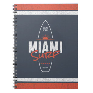 Miami Surf – Vintage Beach Sunset Surfboard Design Notebook