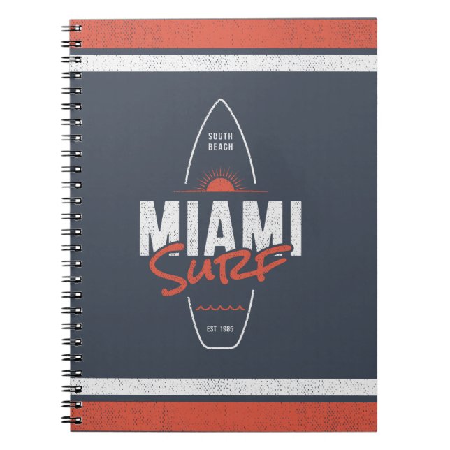 Miami Surf – Vintage Beach Sunset Surfboard Design Notebook (Front)