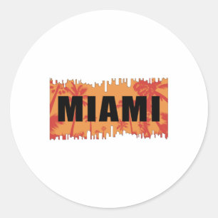Miami USA City Cityscape Skyline Funny Gift Idea Classic Round Sticker