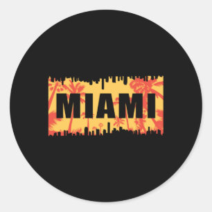 Miami USA City Cityscape Skyline Trip Funny Gift Classic Round Sticker