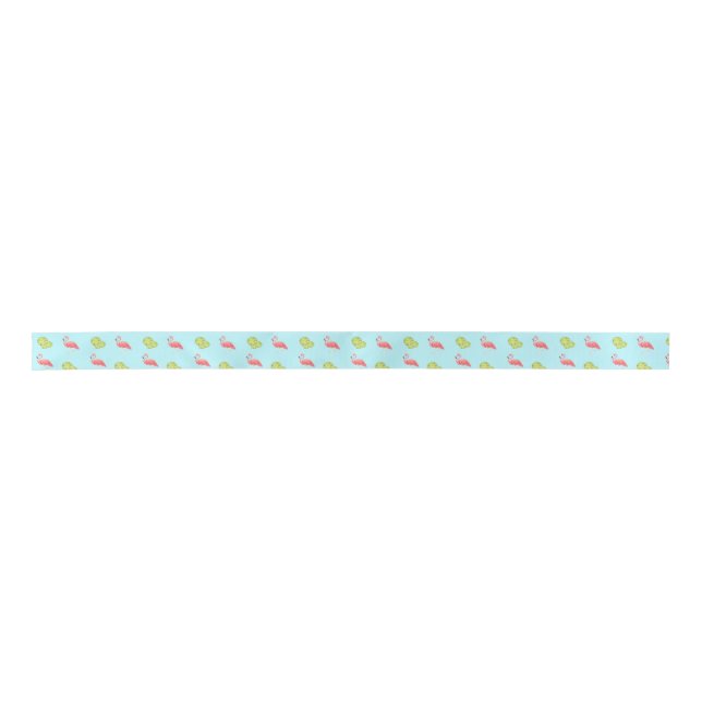 Miami Vibes Flamingo and Limes Ribbon Satin Ribbon (Front)