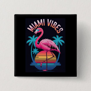 Miami Vibes Summer Flamingo Design-63454 15 Cm Square Badge