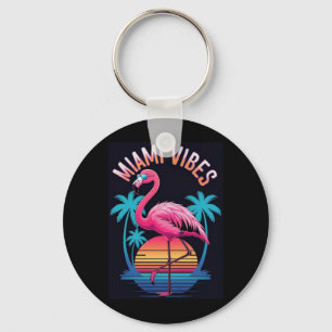 Miami Vibes Summer Flamingo Design-63454 Key Ring