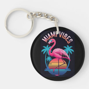 Miami Vibes Summer Flamingo Design-63454 Key Ring