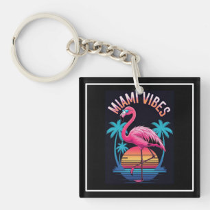 Miami Vibes Summer Flamingo Design-63454 Key Ring