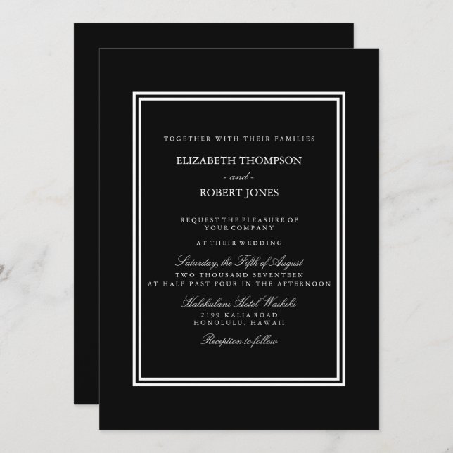 Miami Vice Black Florida Colours of the Sunshine Invitation (Front/Back)