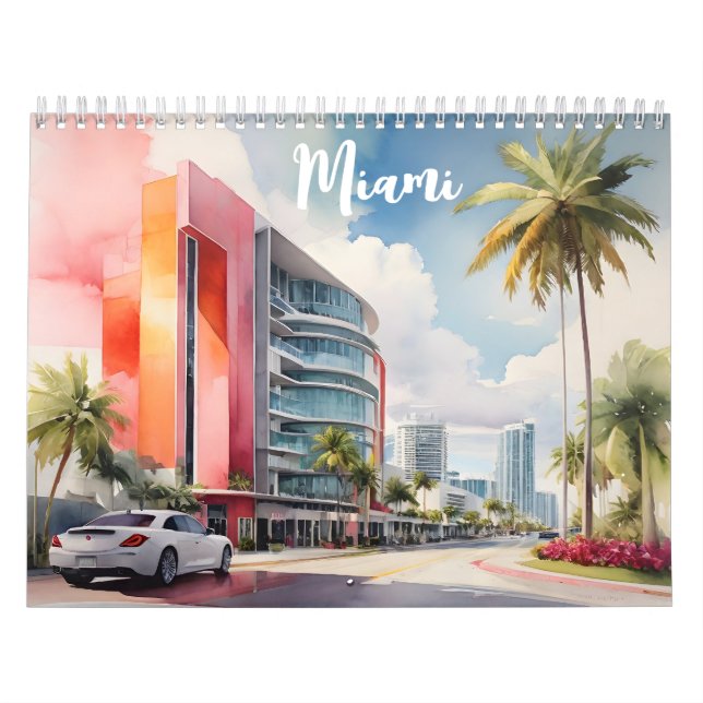 Miami watercolor art calendar (Cover)