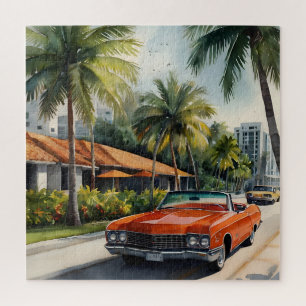 Miami watercolor art jigsaw puzzle