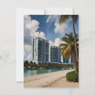 Miami watercolor art postcard
