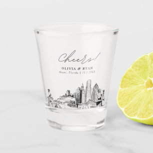 Miami Wedding Favour Personalised Cheers Shot Glas Glass