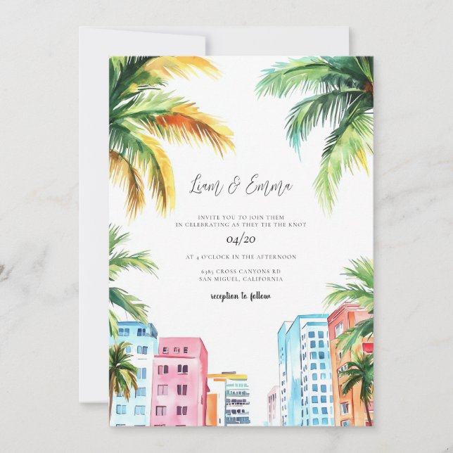 Miami Wedding Invitation Beach (Front)