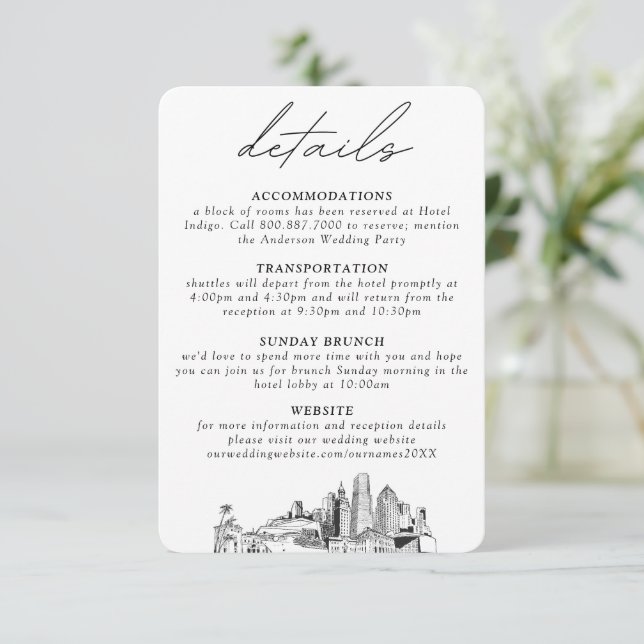 Miami Wedding Small Vertical Details Enclosure Card (Standing Front)