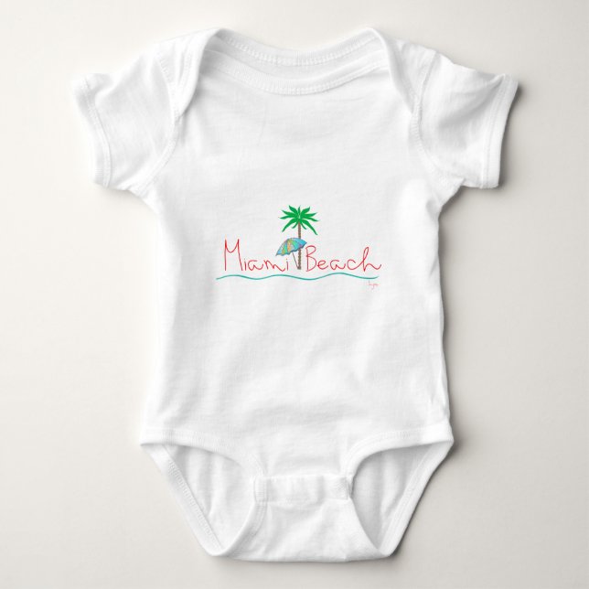 Miami with Palm and Umbrella Baby Bodysuit (Front)