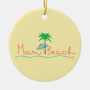 Miami with Palm and Umbrella Ceramic Tree Decoration