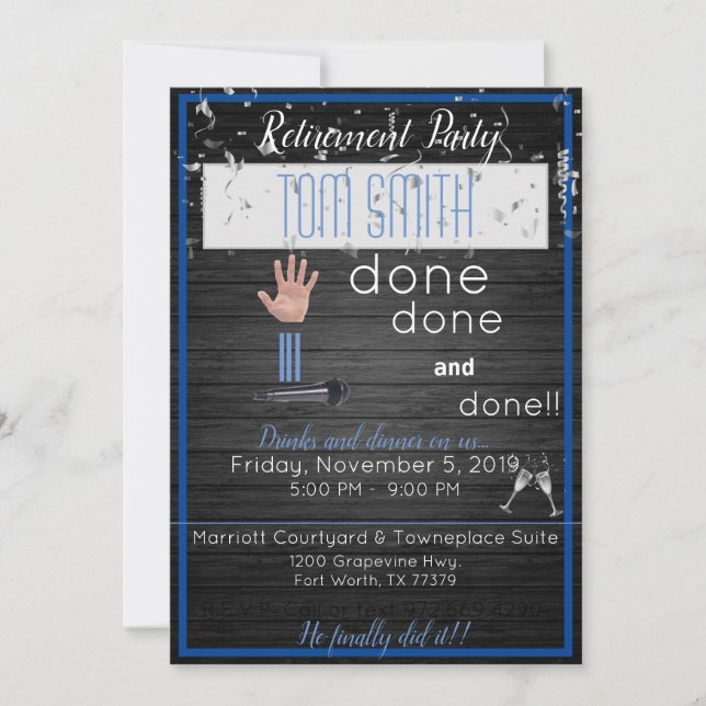 Mic Drop Retirement Black and Blue (Front)