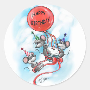 Mic, Mac and Moe’s Happy Birthday Celebration Classic Round Sticker
