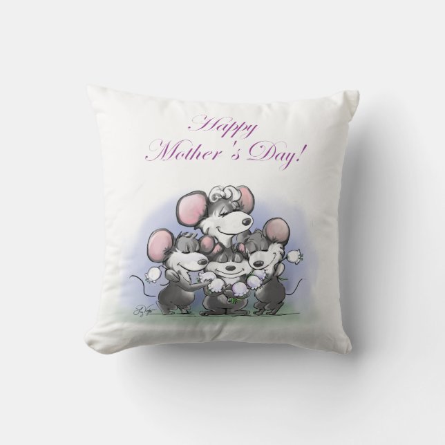 Mic, Mac and Moe's Happy Mother's Day Cushion (Front)